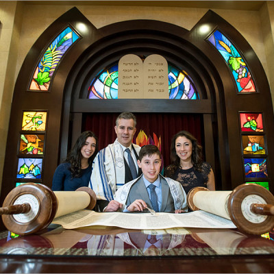 Jake's Bar Mitzvah ceremony and family session || Congregation Shaarey Israel, Suffern NY